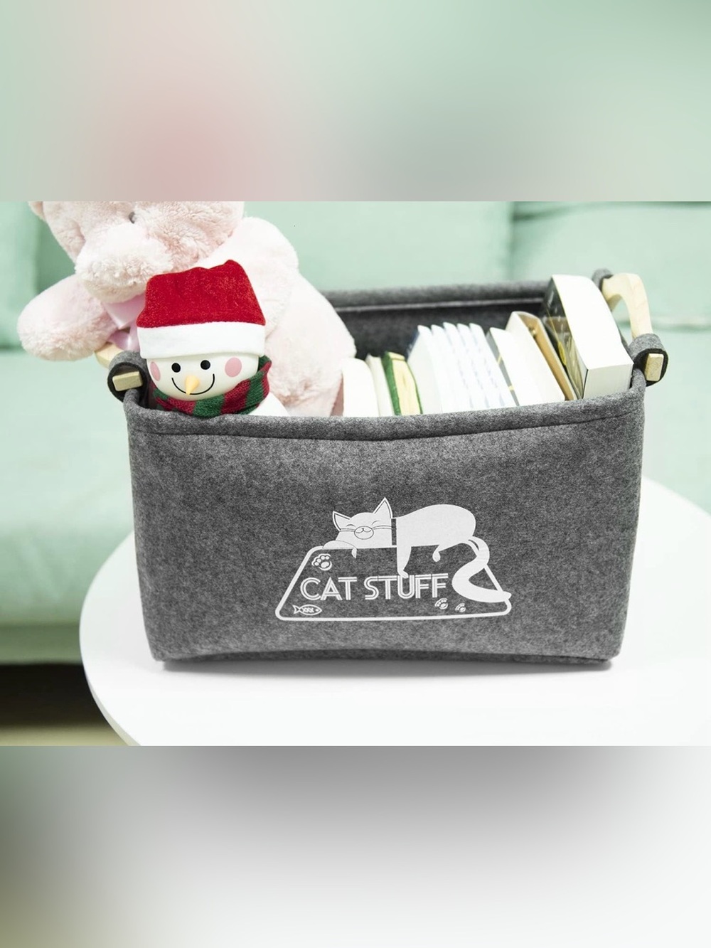💫4/$25 • Vumdua “Cat Stuff” Felt Storage Basket